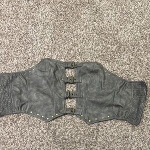 Windsor Gray Corset with Buckle Accents
